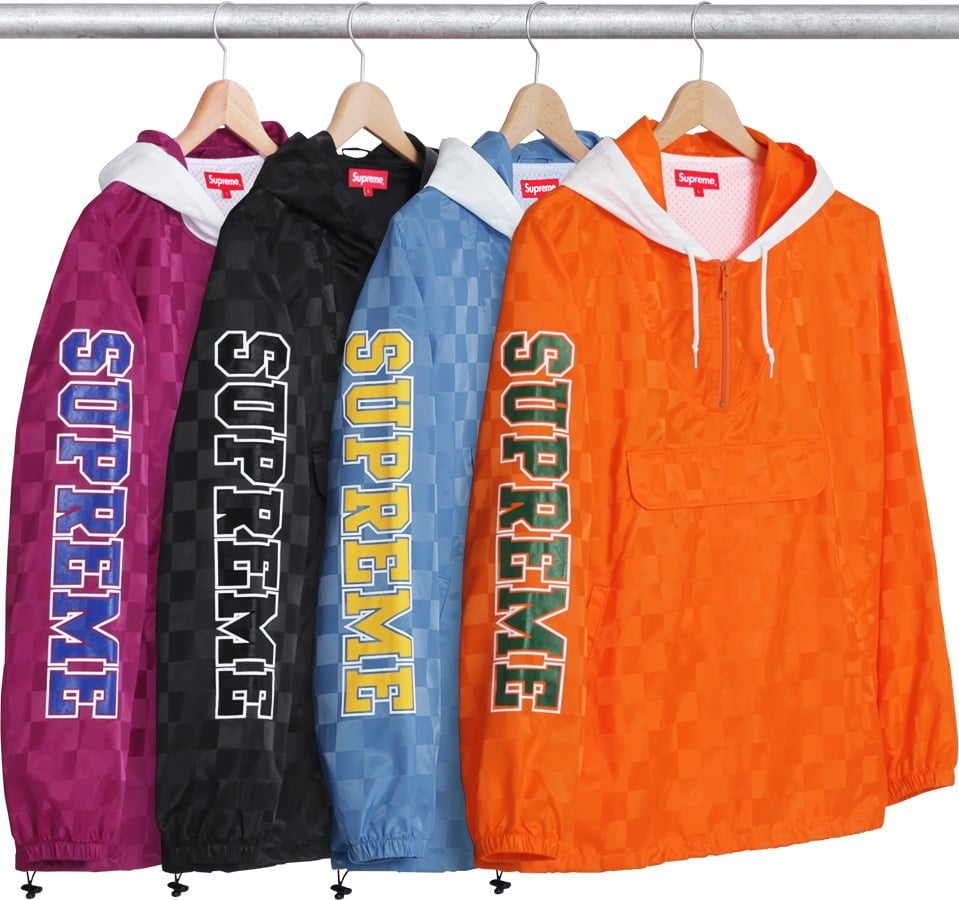 Checkered Nylon Hooded Pullover